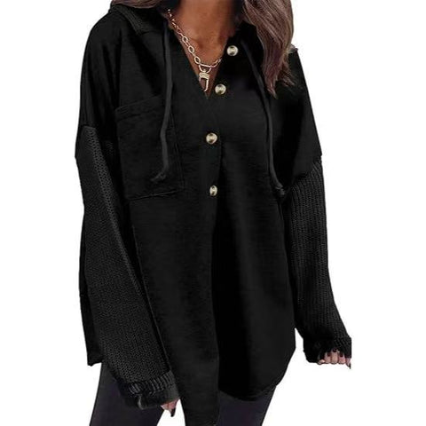 Oversized Sweatshirt for Women Loose Fit Casual Long Sleeve Button Hooded Sweatshirts Hoodies with Pocket