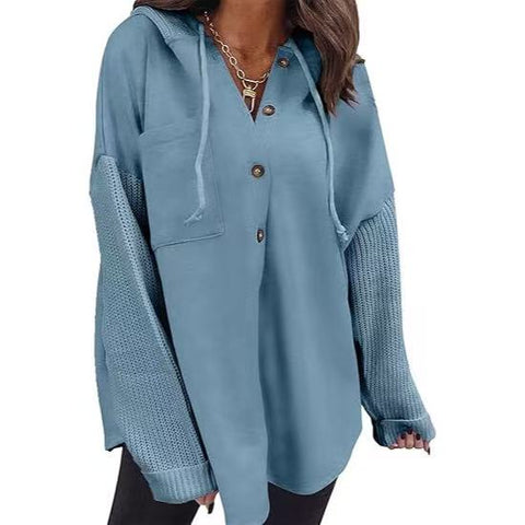 Oversized Sweatshirt for Women Loose Fit Casual Long Sleeve Button Hooded Sweatshirts Hoodies with Pocket