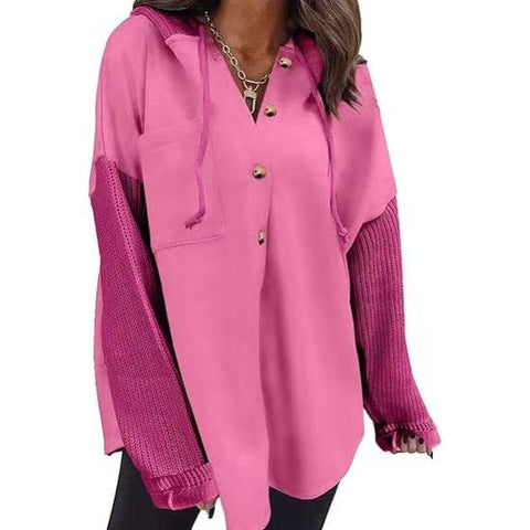 Oversized Sweatshirt for Women Loose Fit Casual Long Sleeve Button Hooded Sweatshirts Hoodies with Pocket