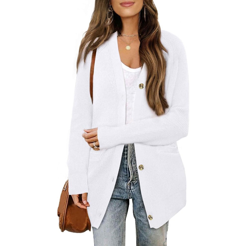 Women 2025 Fall Fashion Open Front Button Down Pockets Knit Sweater