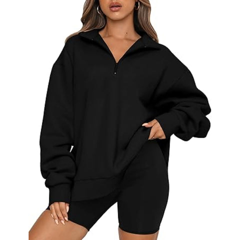 Women's Oversized Sweatshirts  Half Zip Pullover Long Sleeve Shirts Clothes