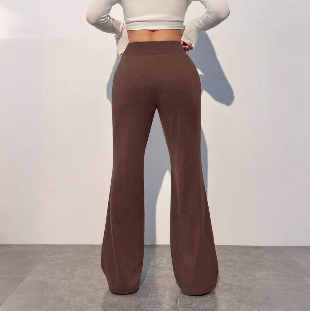 Women's Casual Fleece Lined Brown Pants