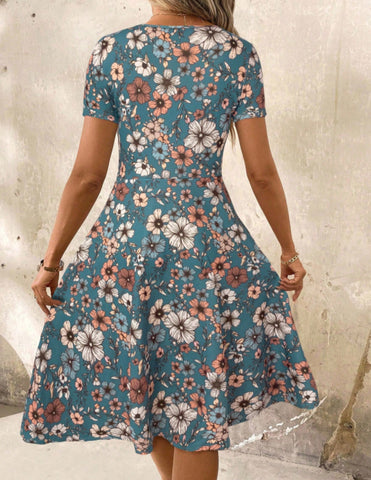 HAOIIF V-Neck Button Women Clothes Casual Dresses Plus Size